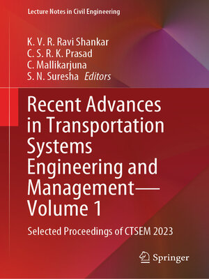 cover image of Recent Advances in Transportation Systems Engineering and Management—Volume 1